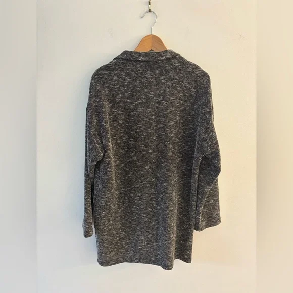 Oak + FORT Buttoned Cardigan Blazer, Heathered Grey Black, Size M oversized. - Picture 3 of 7